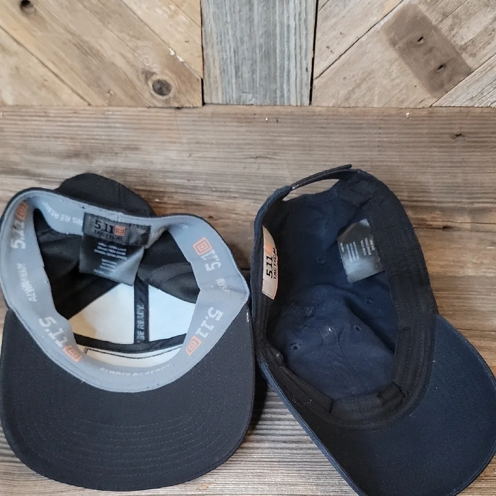 5.11 Tactical Black and Gray Structured Hats with Logo Patches